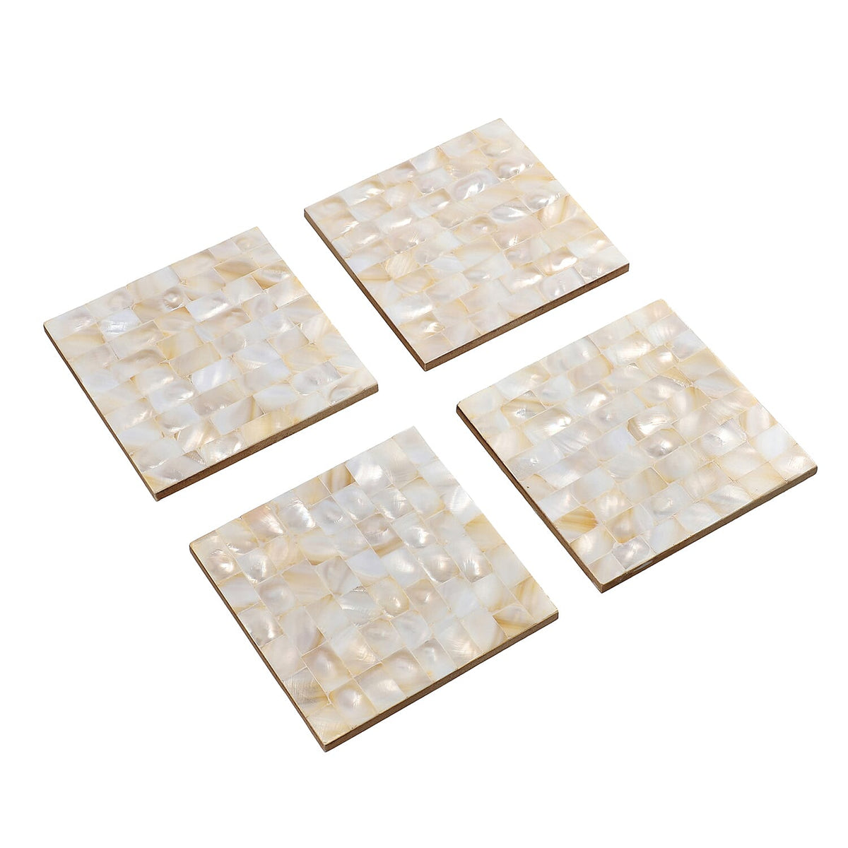 Set of 4- Square Coasters with Mother of Pearl Design 6297574 3