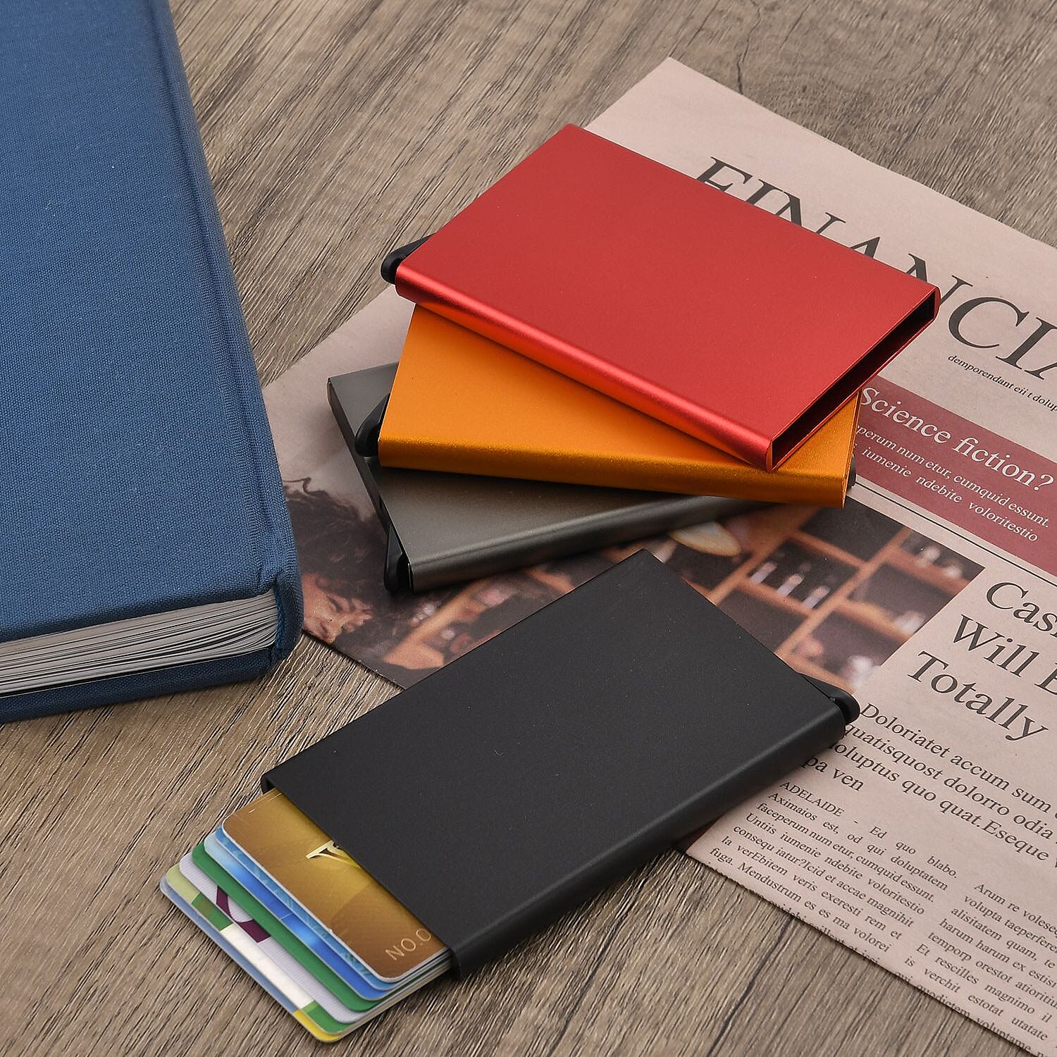 Set of 4 - Automatic RFID Blocking Card Holder - Red - Multi 7283529 2