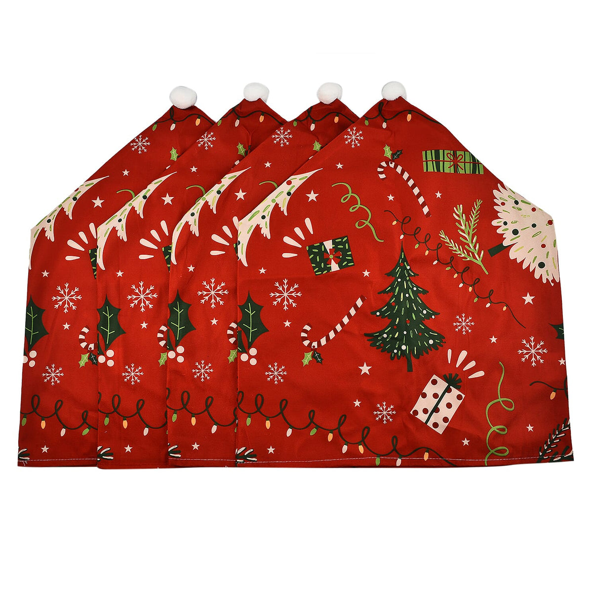 Set of 4 - Christmas Chair Covers with Christmas Tree Pattern 7588068 0