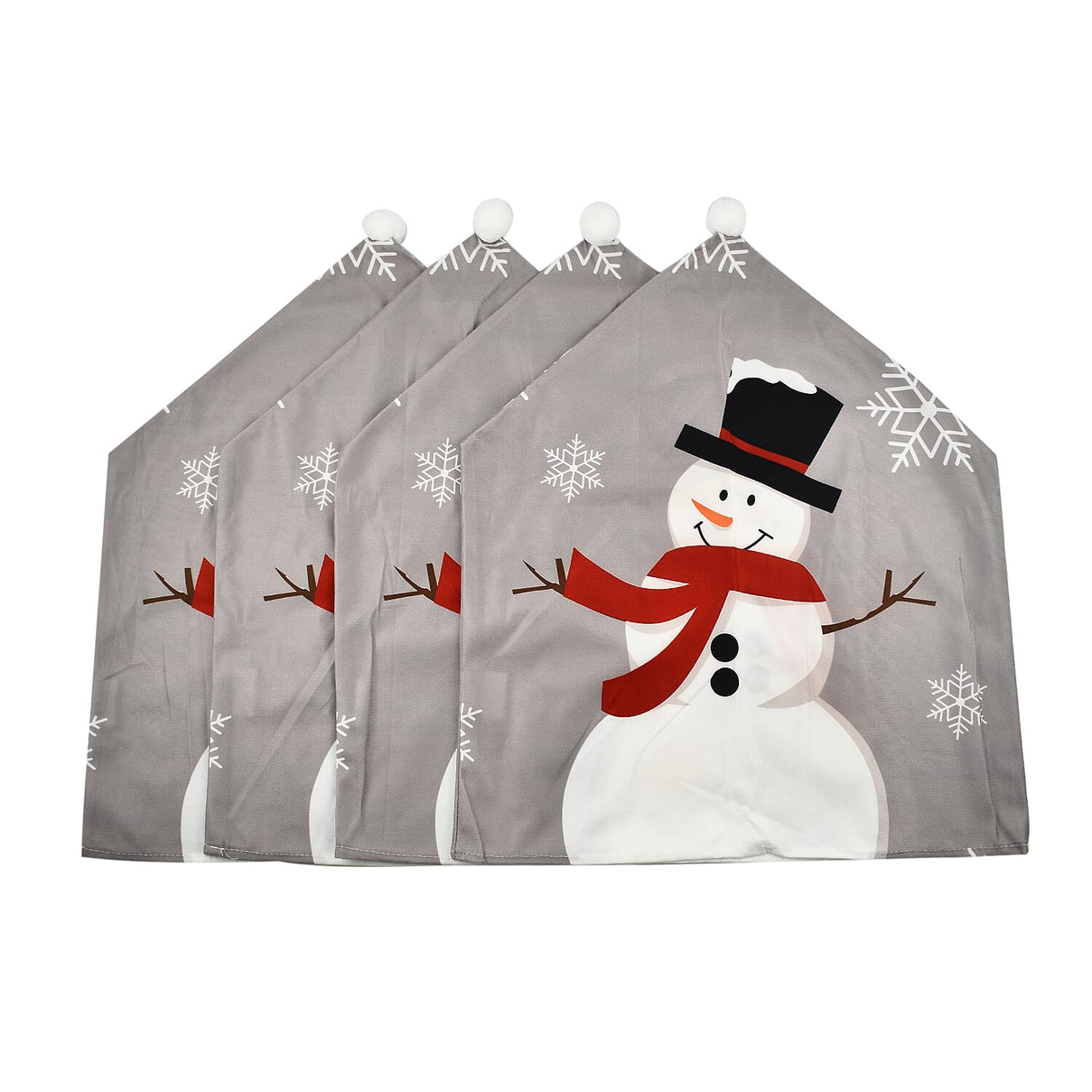Set of 4 - Christmas Chair Covers with Snowman Pattern 7588045 0