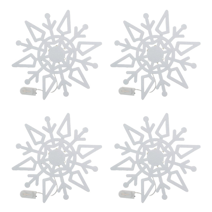 Set of 4 Christmas Felt Snowflake Table Decoration (Battery Operated) - White 7552751 1