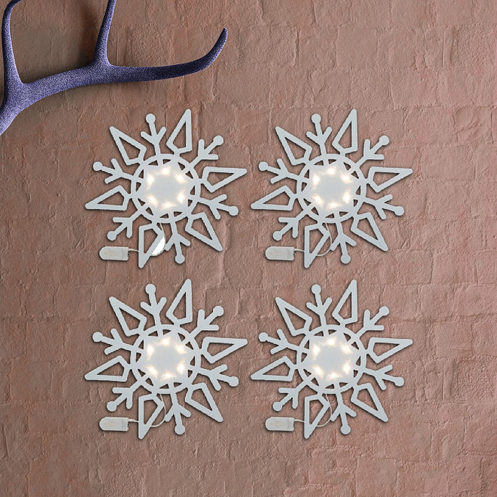 Set of 4 Christmas Felt Snowflake Table Decoration (Battery Operated) - White 7552751 2