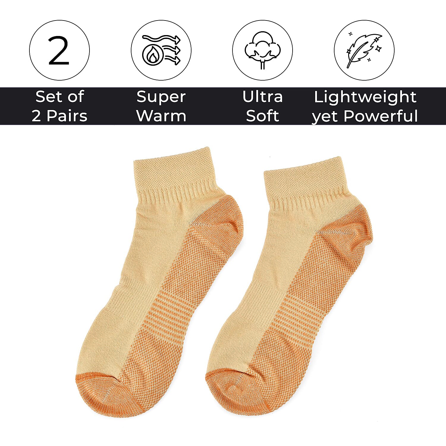 4 Pairs Antibacterial Copper Infused Compression Socks (Size L-XL, 9-13) - Orange 7674667 9