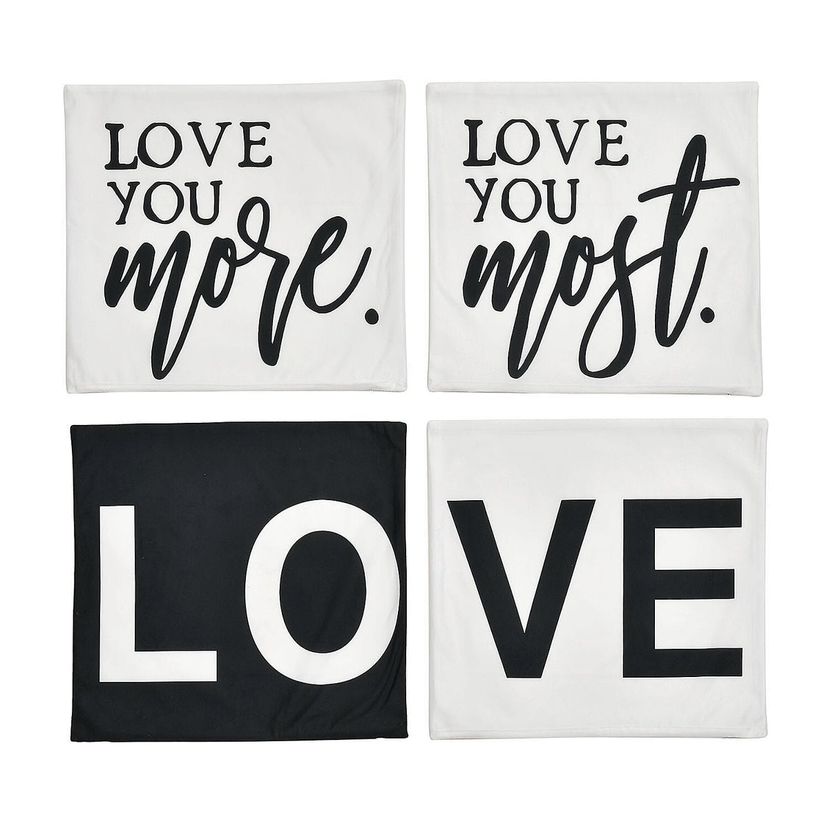Set of 4 -  Love Theme Cushion Cover (Size 40 Cm) - White - Black 7231467 2