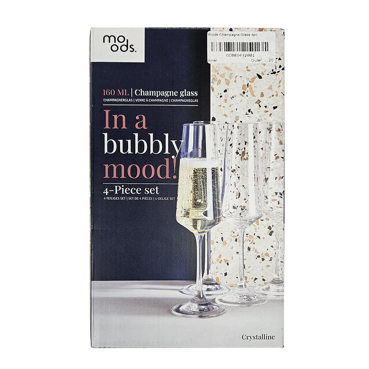 Set of 4 - Moods Champagne Glasses (160 mlx4) 7614787 3