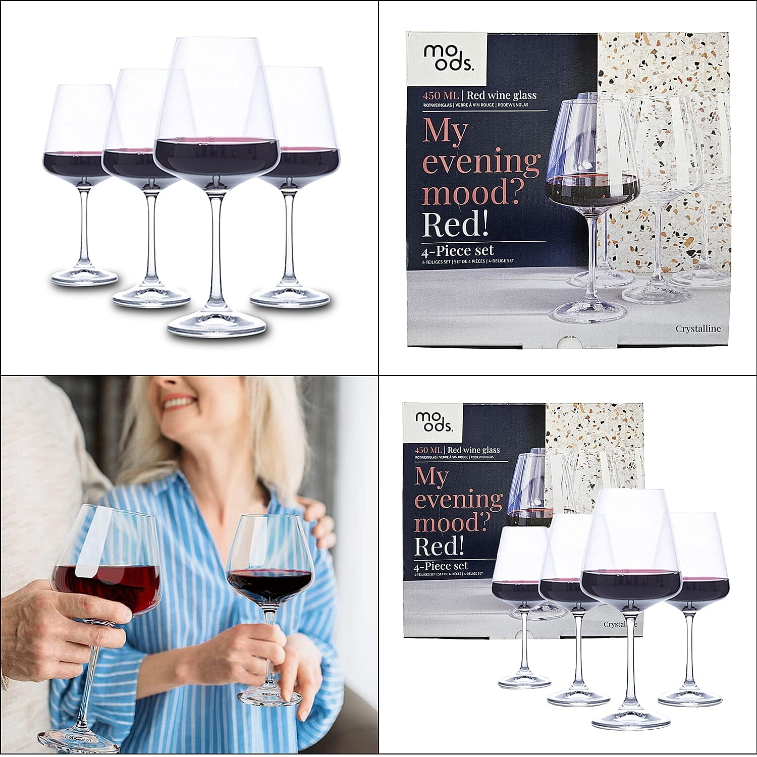 Set of 4 - Moods Red Wine Glasses (450 mlx4) 7614797 5