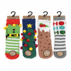Set of 4 Pairs of Snuggle Toes Cosy Socks (Size UK 4-8) - Christmas Pud, Ho Ho Ho, Christmas Tree & Elf