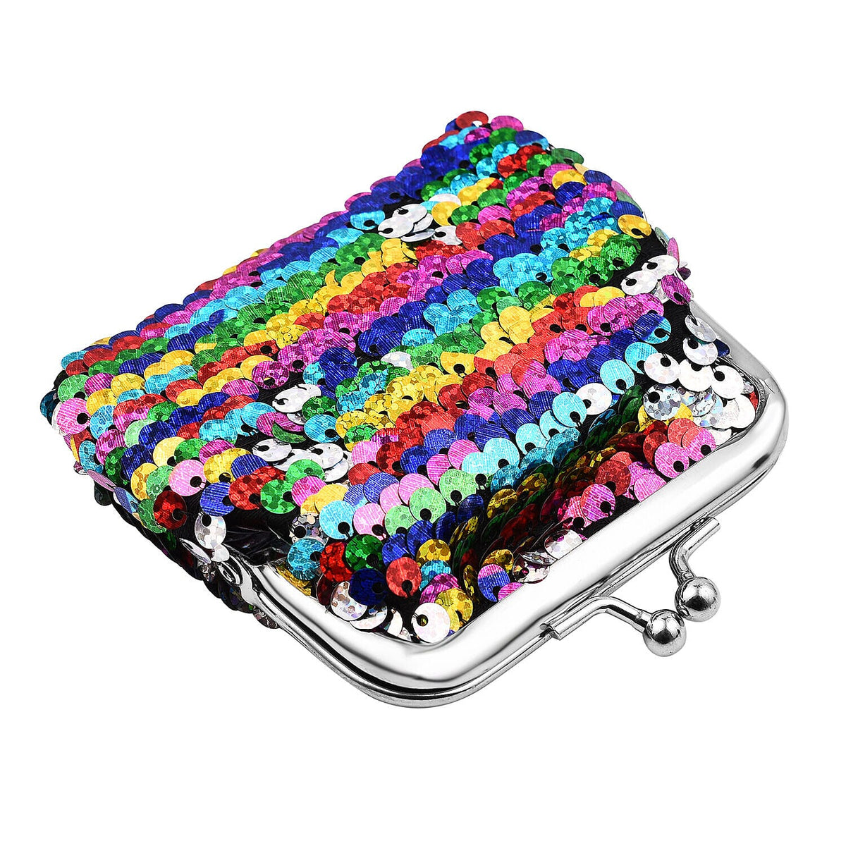 Set of 4 - Sequin Coin Purse Bags - Black and Multi 7228732 1