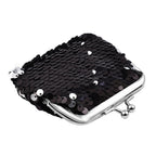 Set of 4 - Sequin Coin Purse Bags (Size 9x7x2 Cm) - Black & Multi