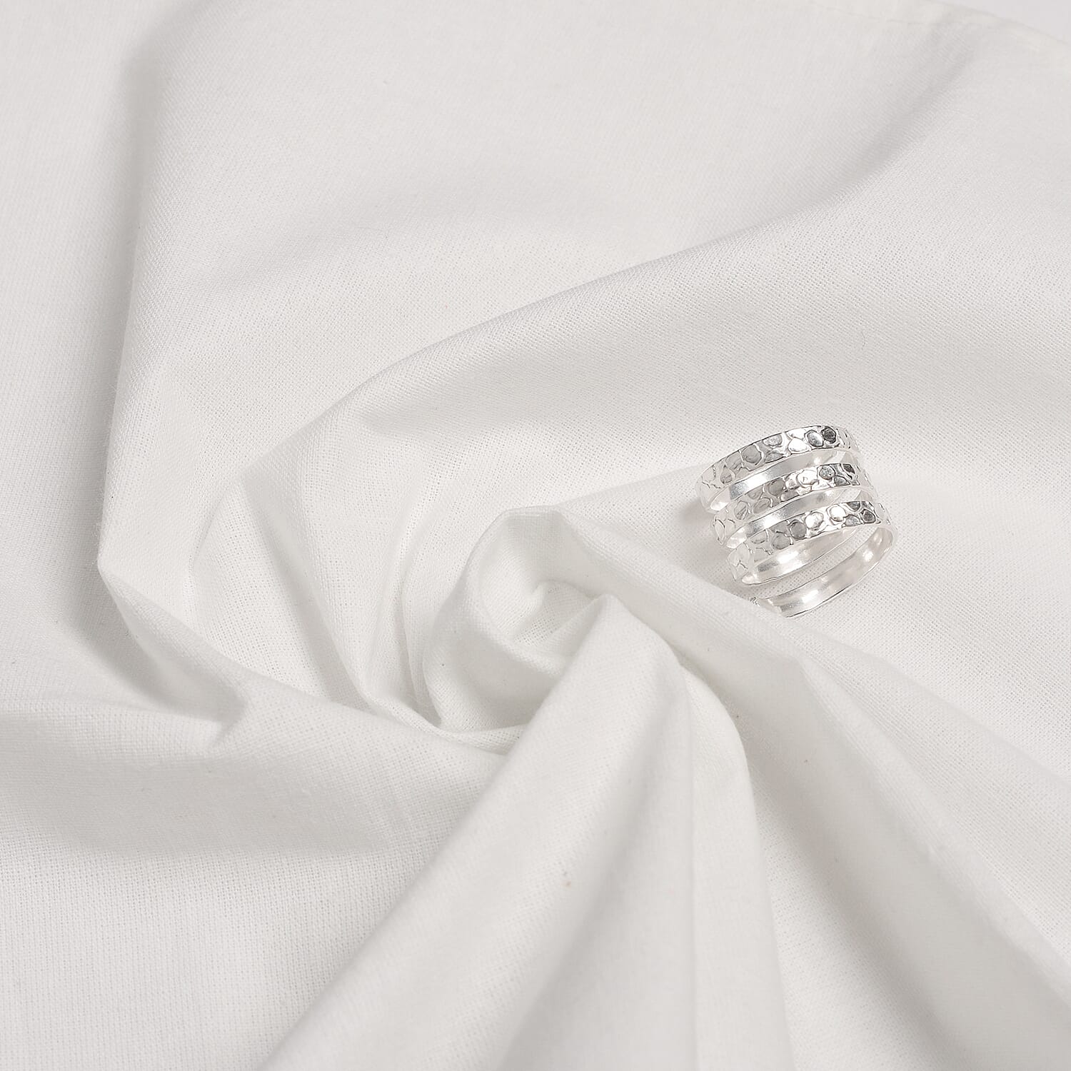Set of 4 - Spring Cotton Napkin Ring with Table Napkins (Size 40) - Silver 7905582 7
