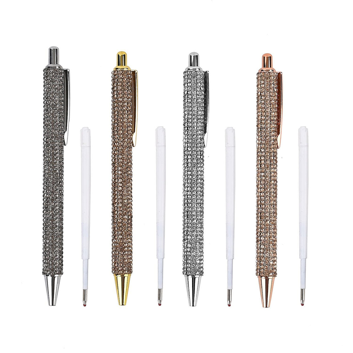 Set of 4 Spring hydrodrill Ball Point Pen - 4 Replacement Refills (Black &amp; Blue Ink) - Multi 7605963 0