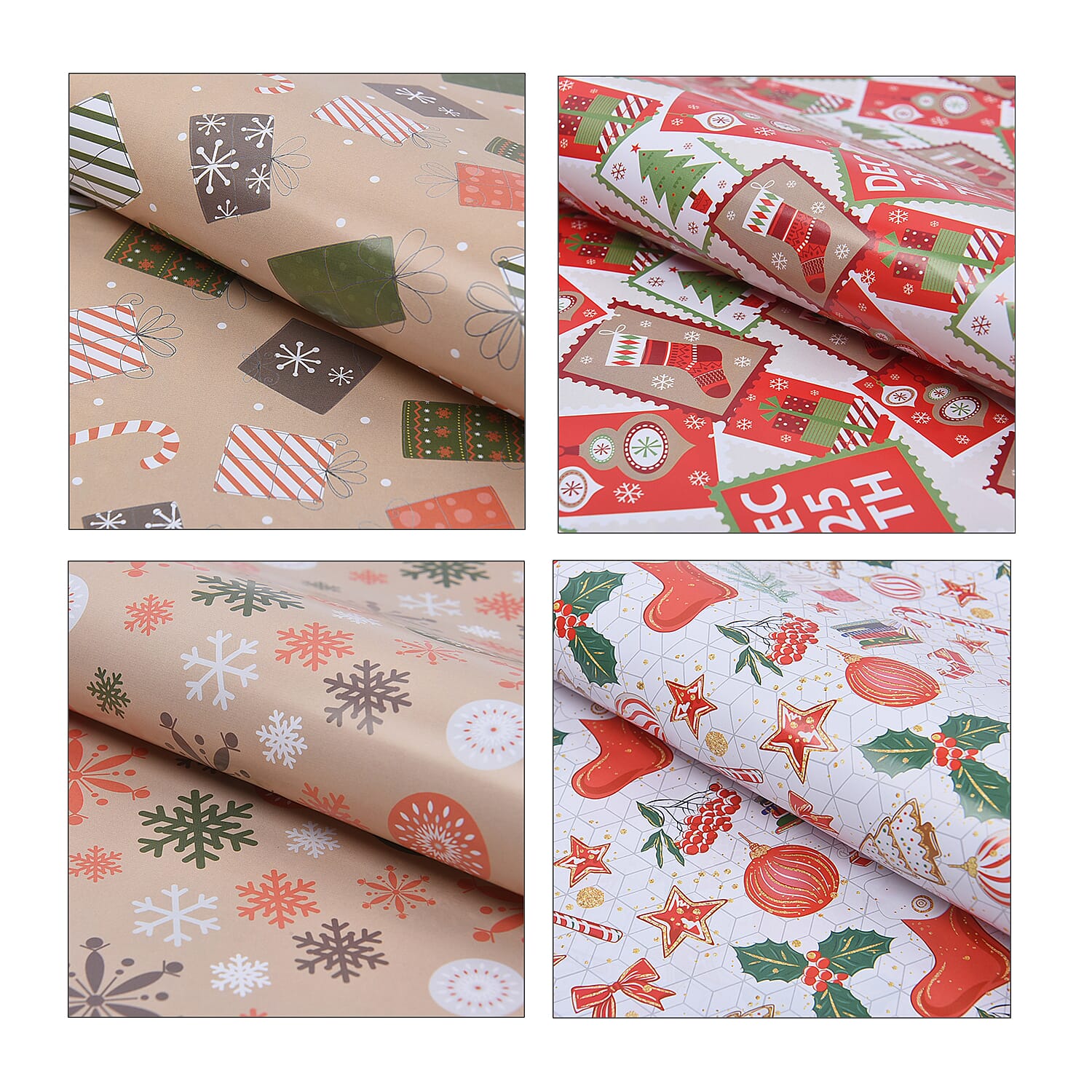Set of 40 - Gift Wrapping Papers - Beige and Multi 6715885 6