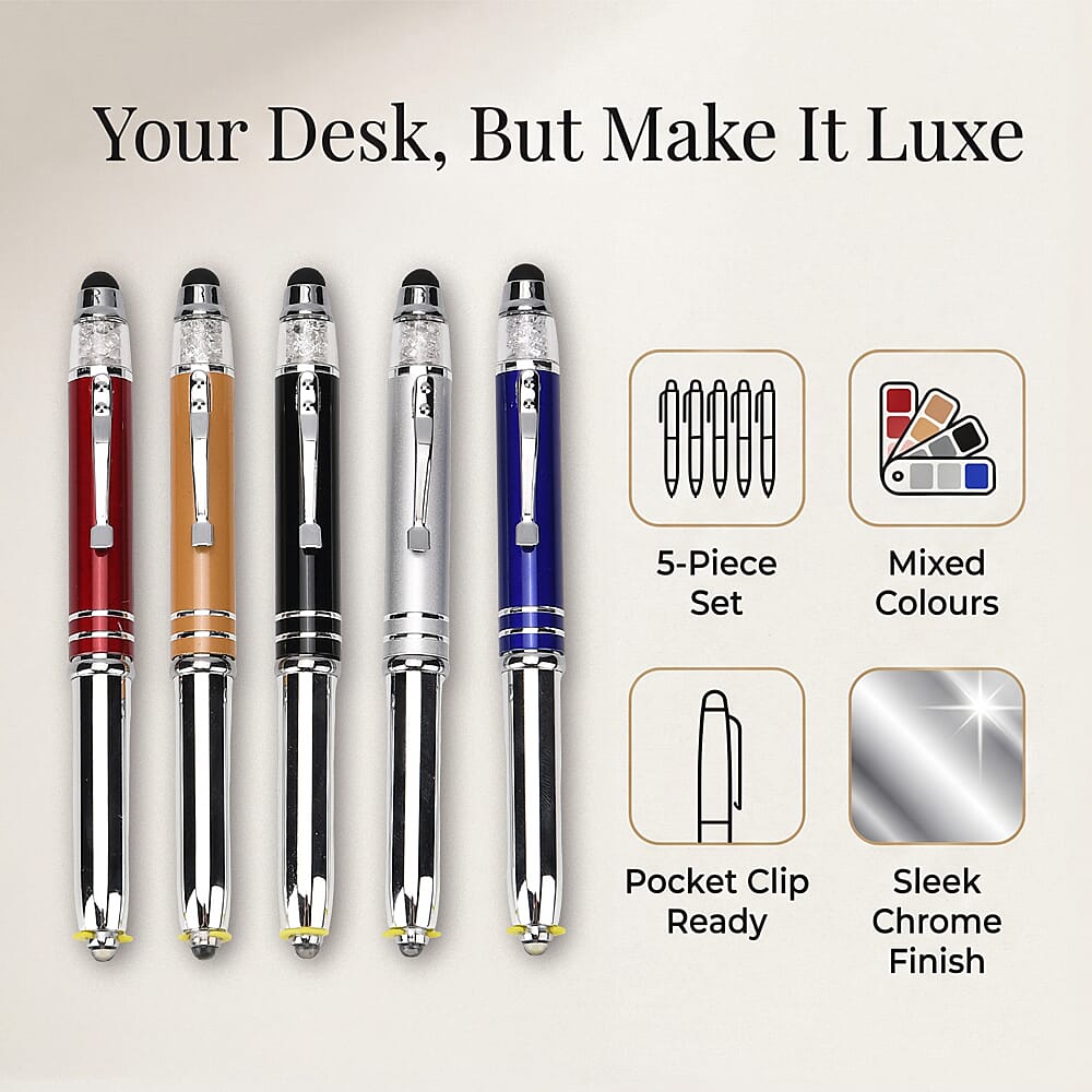 Set of 5 Crystal Lamp LED Ballpoint Pens