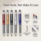 Set of 5 Crystal Lamp LED Ballpoint Pens