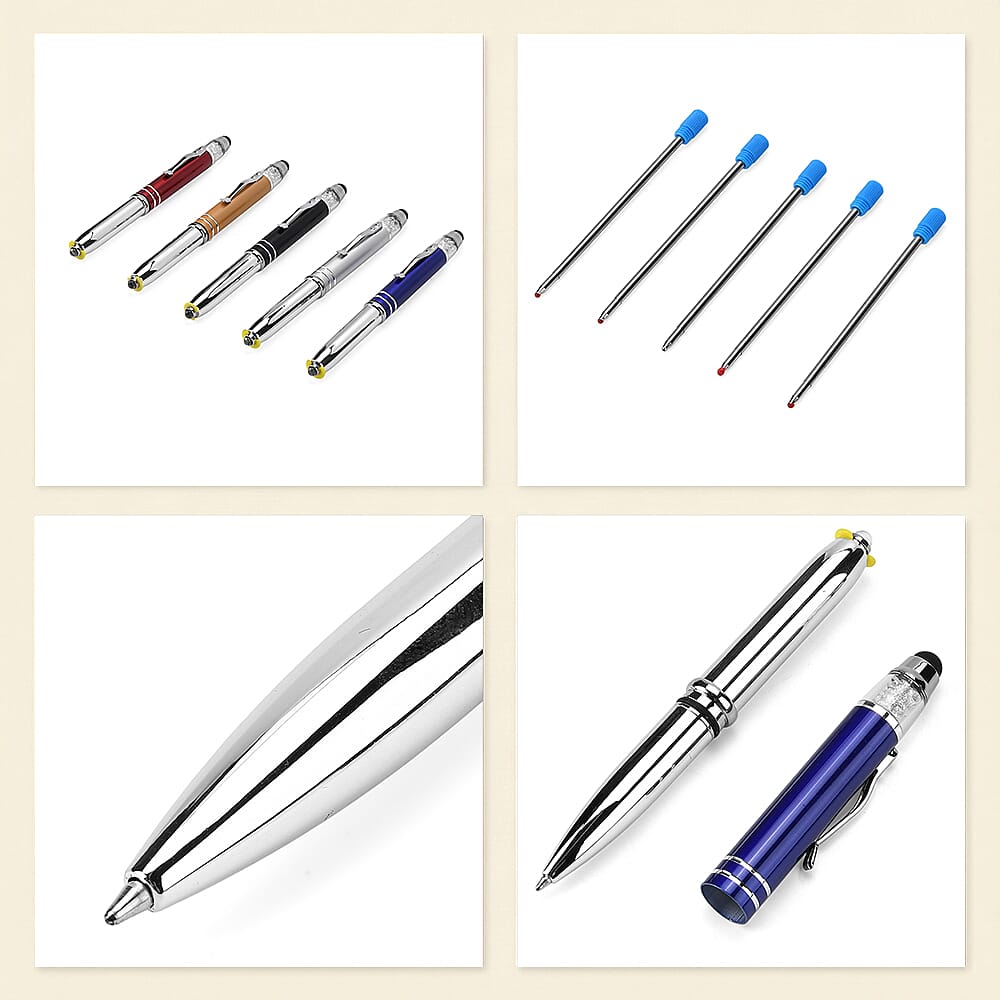 Set of 5 Crystal Lamp LED Ballpoint Pens