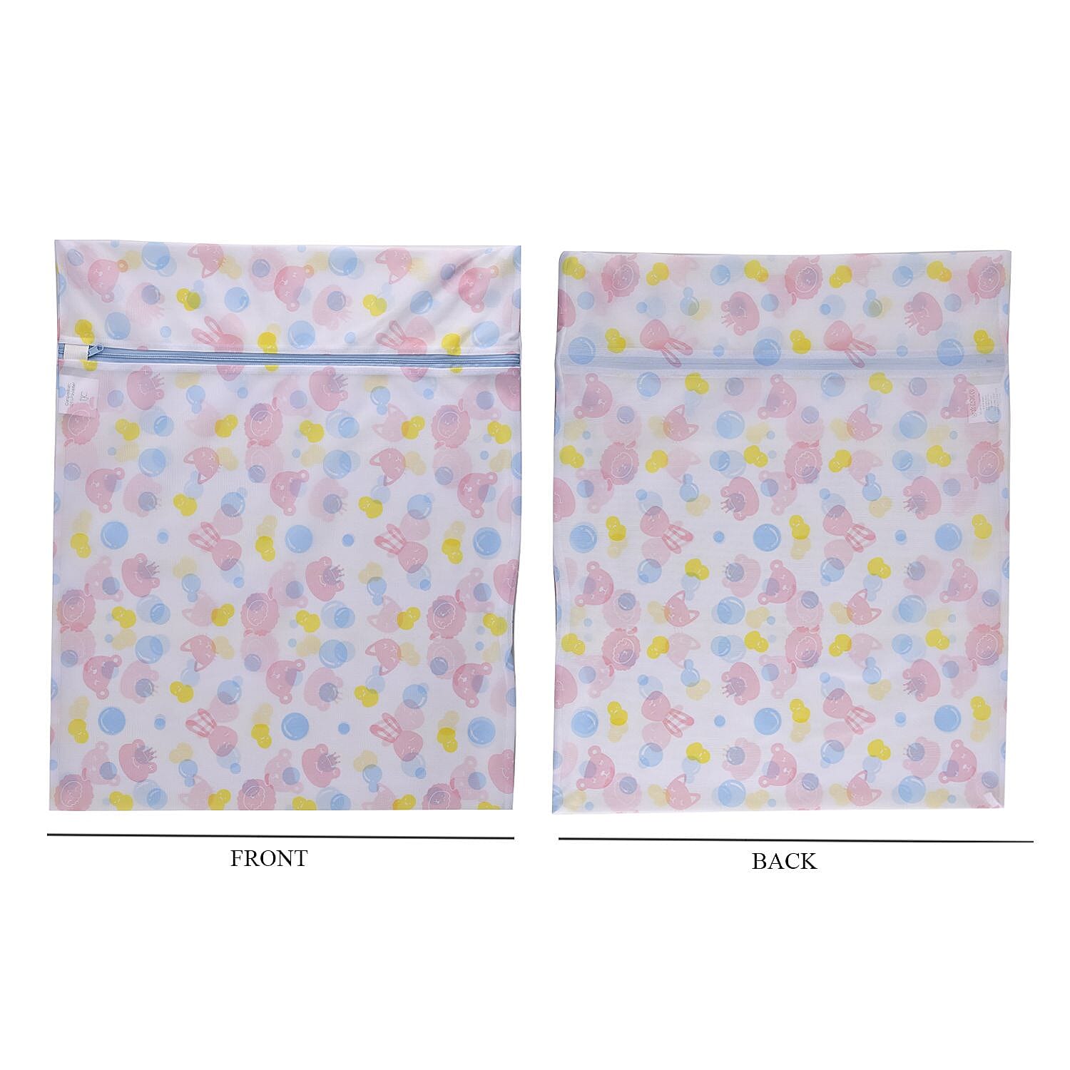 Set of 5 - Dot Pattern Laundry Bags with Zip Closure - Pink &amp; Blue 7427740 1