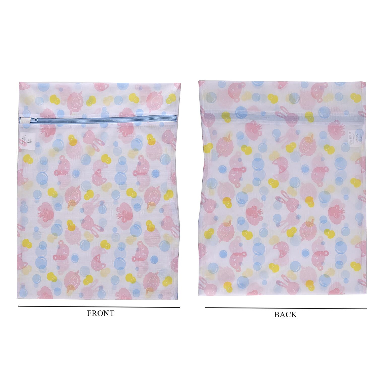 Set of 5 - Dot Pattern Laundry Bags with Zip Closure - Pink &amp; Blue 7427740 2