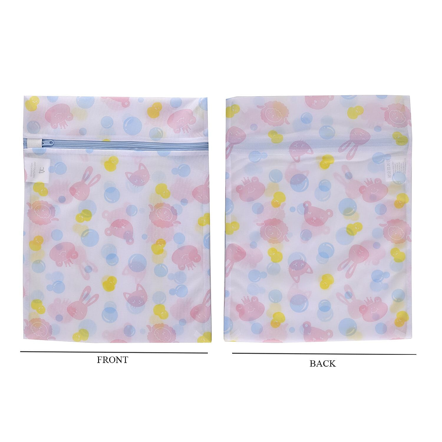 Set of 5 - Dot Pattern Laundry Bags with Zip Closure - Pink &amp; Blue 7427740 3