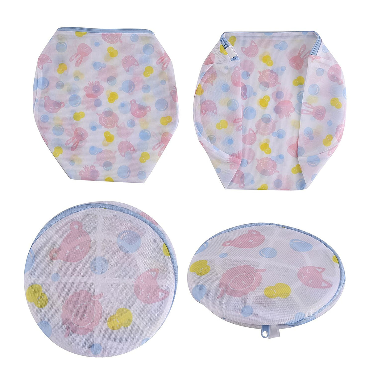 Set of 5 - Dot Pattern Laundry Bags with Zip Closure - Pink &amp; Blue 7427740 5