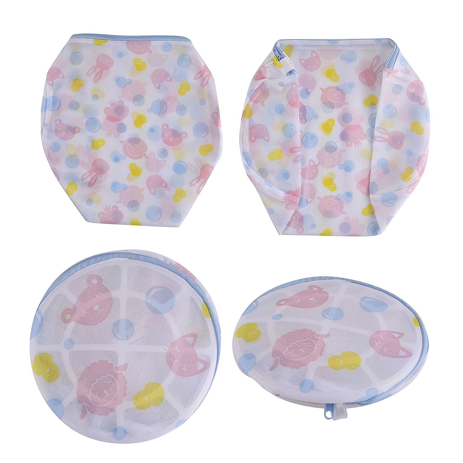 Set of 5 - Dot Pattern Laundry Bags with Zip Closure - Pink &amp; Blue 7427740 5