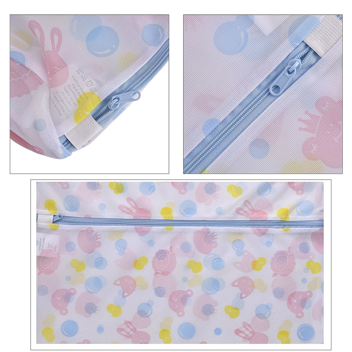 Set of 5 - Dot Pattern Laundry Bags with Zip Closure - Pink &amp; Blue 7427740 6