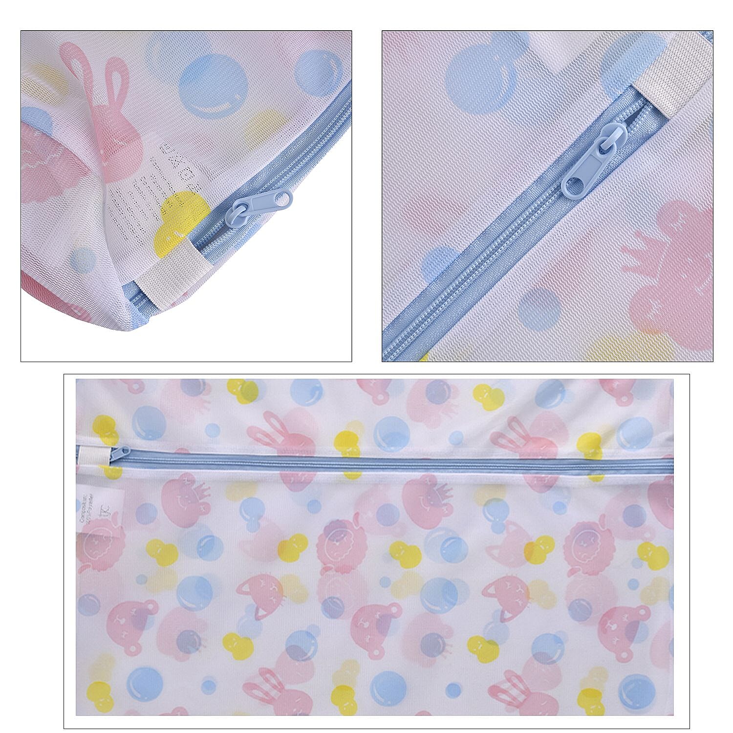 Set of 5 - Dot Pattern Laundry Bags with Zip Closure - Pink &amp; Blue 7427740 6