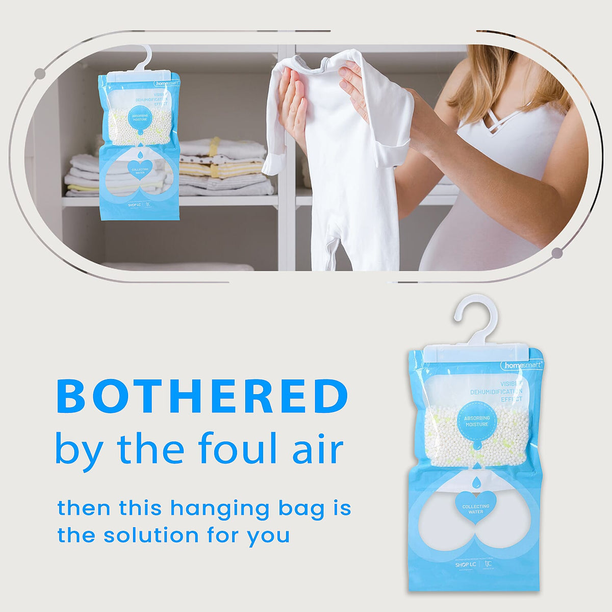 Set of 5 - HOMESMART Hanging Dehumidifier Bag (220gx5) - White &amp; Blue V32515521 5