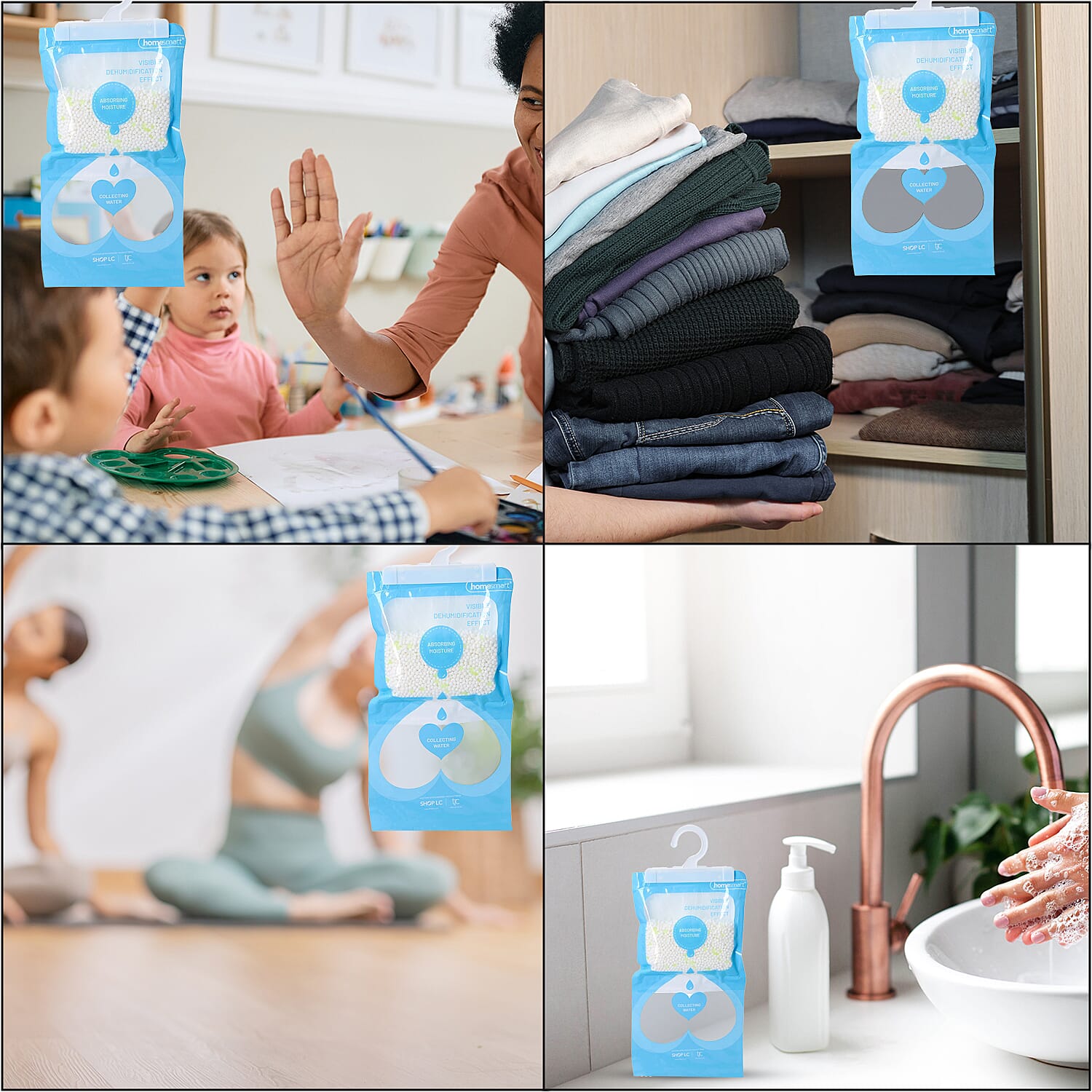 Set of 5 - HOMESMART Hanging Dehumidifier Bag (220gx5) - White &amp; Blue V32515521 6