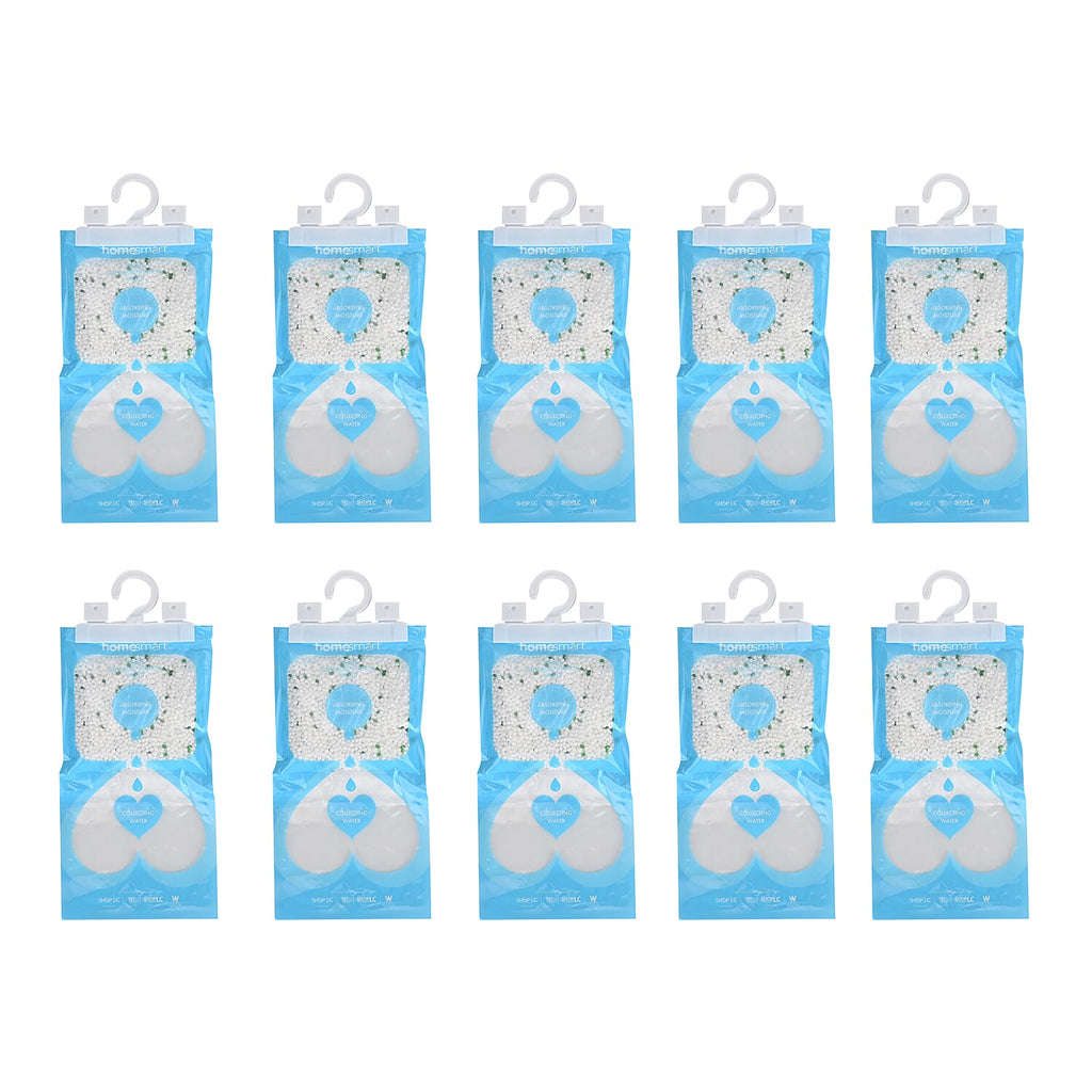 Set of 10 Homesmart Hanging Dehumidifier Bag with Jasmine Fragrance 220g - Blue - White