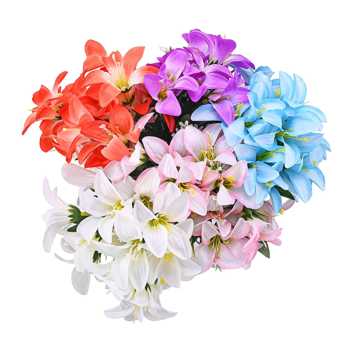 Set of 5- Vibrant Artificial Lily Flower Bouquets - Made With High Grade Silk 8046891 3