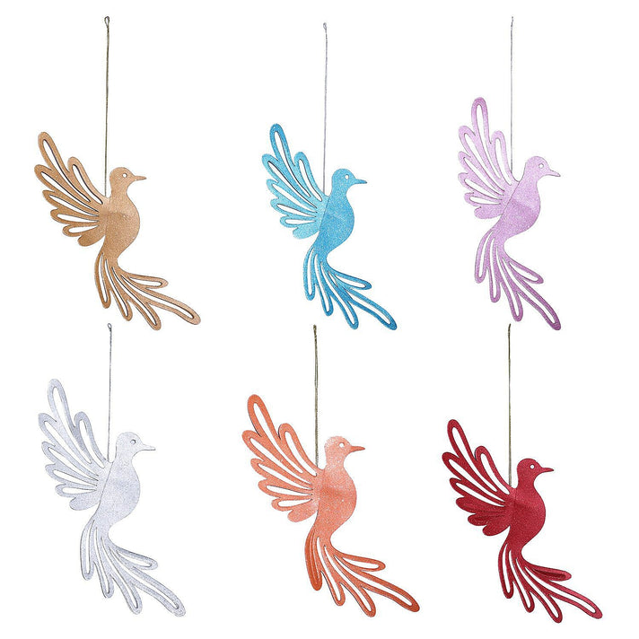 Decorative Set of 6 Glitter Printed 3D Bird with Elaborate cut-out Hanging Garland Kit (Size 26x25 Cm) 7192474 2