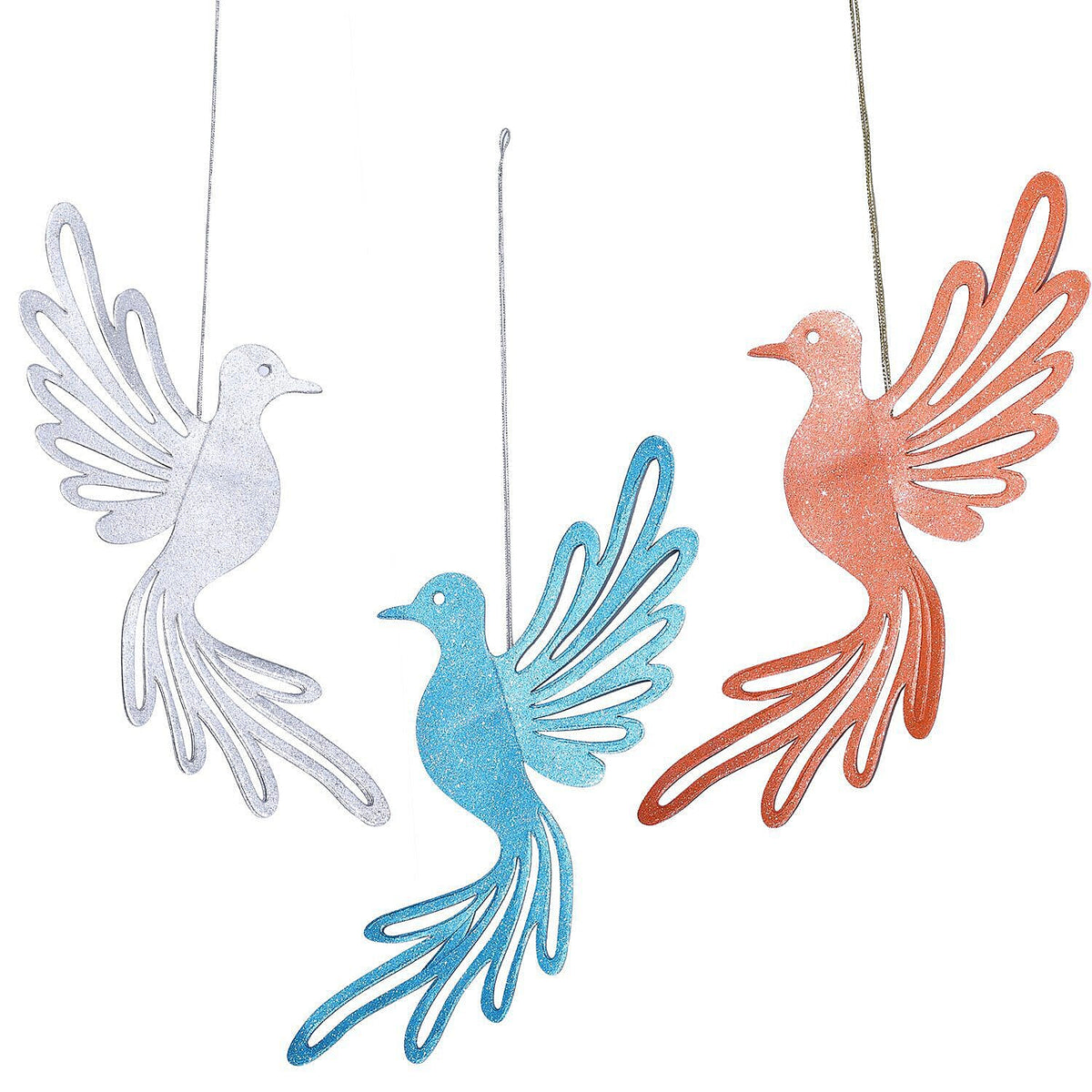 Decorative Set of 6 Glitter Printed 3D Bird with Elaborate cut-out Hanging Garland Kit (Size 26x25 Cm) 7192474 6