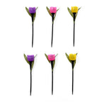 Set of 6  Tulip Flower Solar Garden LED Light - Pink, Yellow & Purple