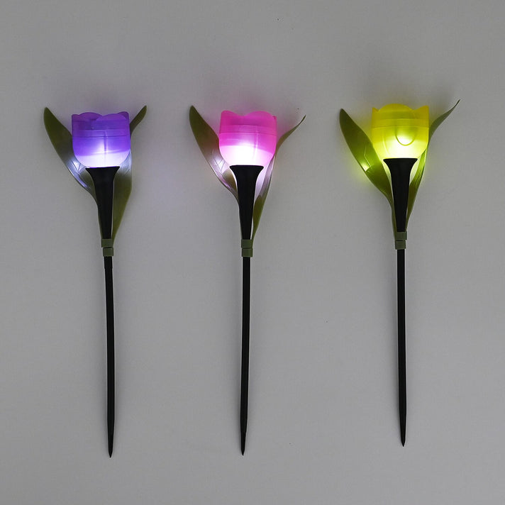 Set of 6  Tulip Flower Solar Garden LED Light - Pink, Yellow &amp; Purple 8029819 2