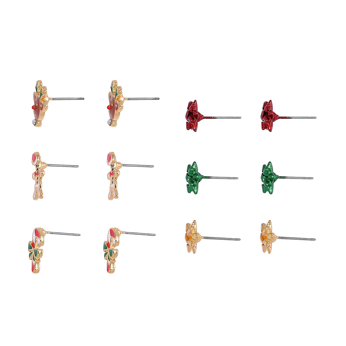 Set of 6 -  White Crystal Enamel Earrings With Push Back Setting 4233924 3