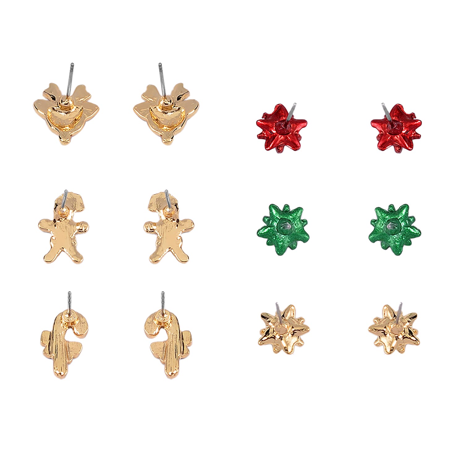 Set of 6 -  White Crystal Enamel Earrings With Push Back Setting 4233924 4