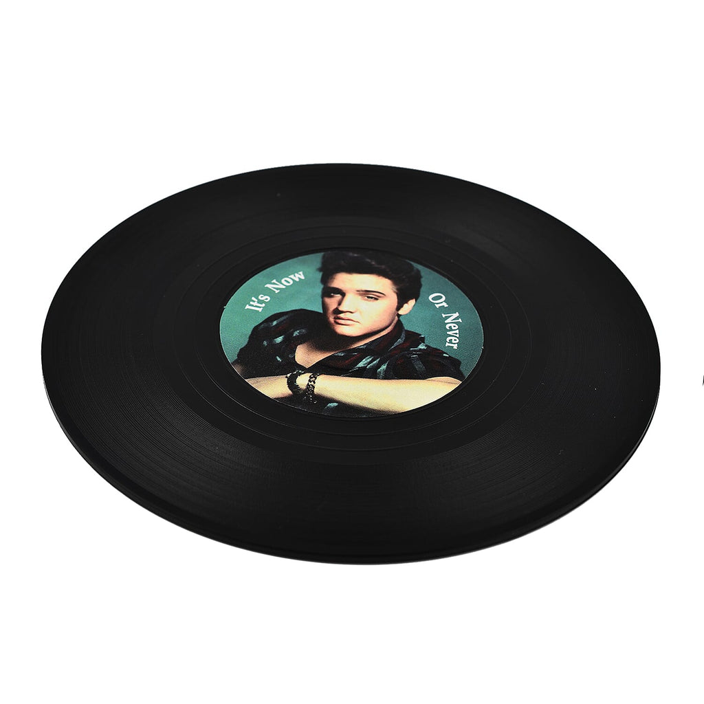 Set of 8 Elvis Presley Music Disc Coasters) - Black