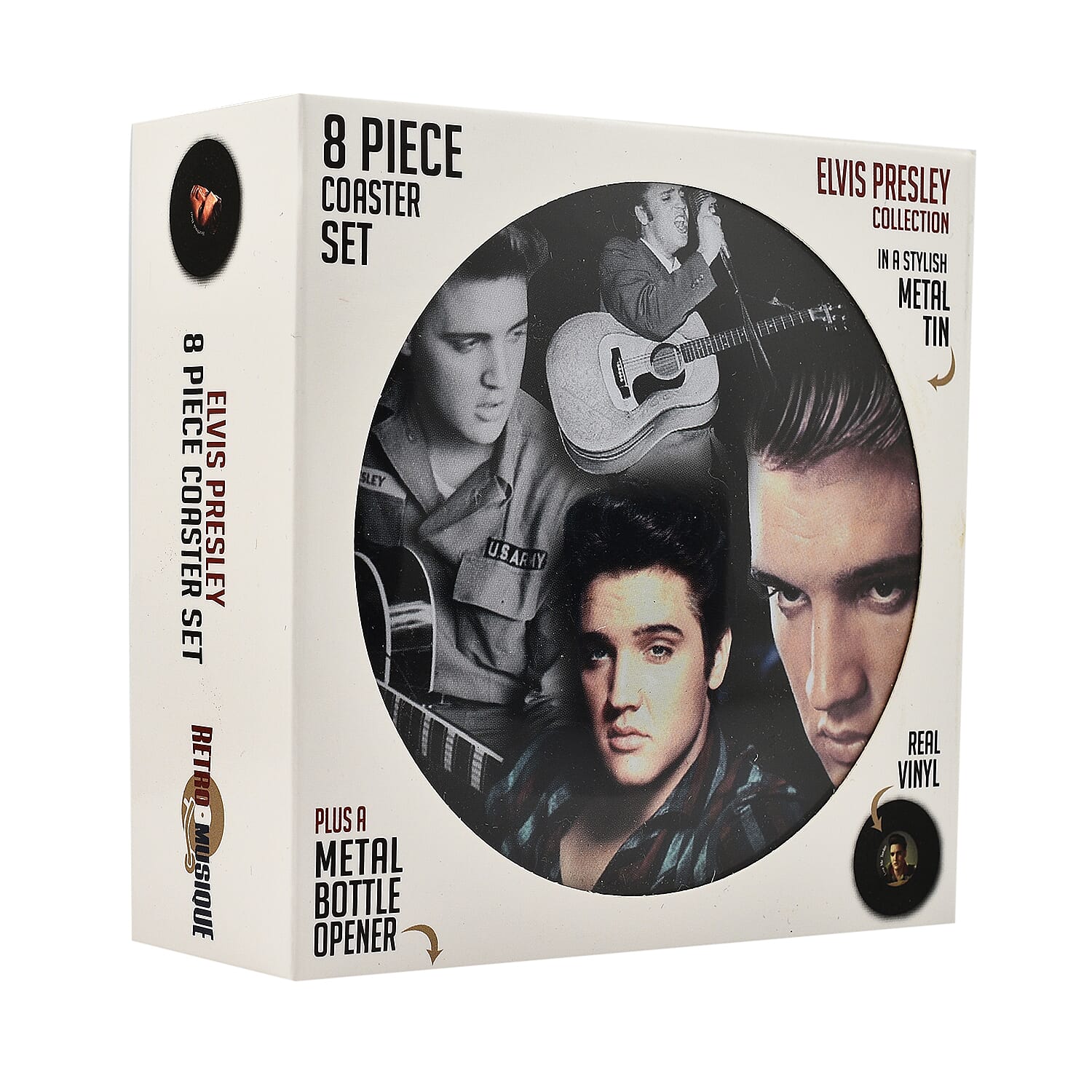 Set of 8 Elvis Presley Music Disc Coasters - Black 7792243 12