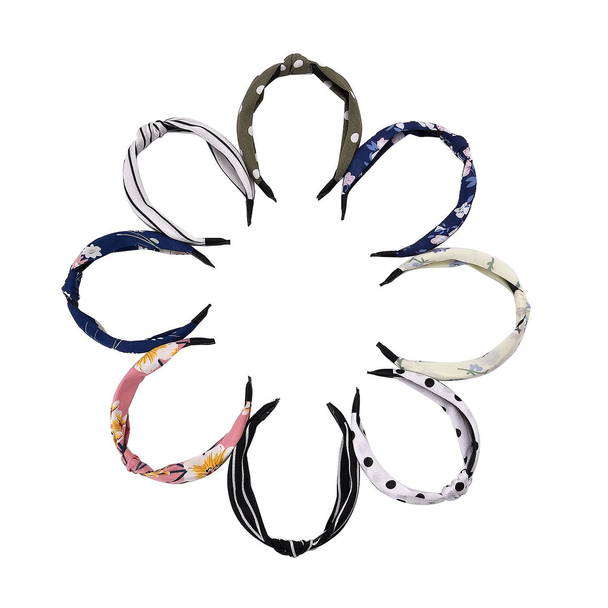 Set of 8 - Floral &amp; Vintage Pattern Multicolour Hairbands 7460745 0