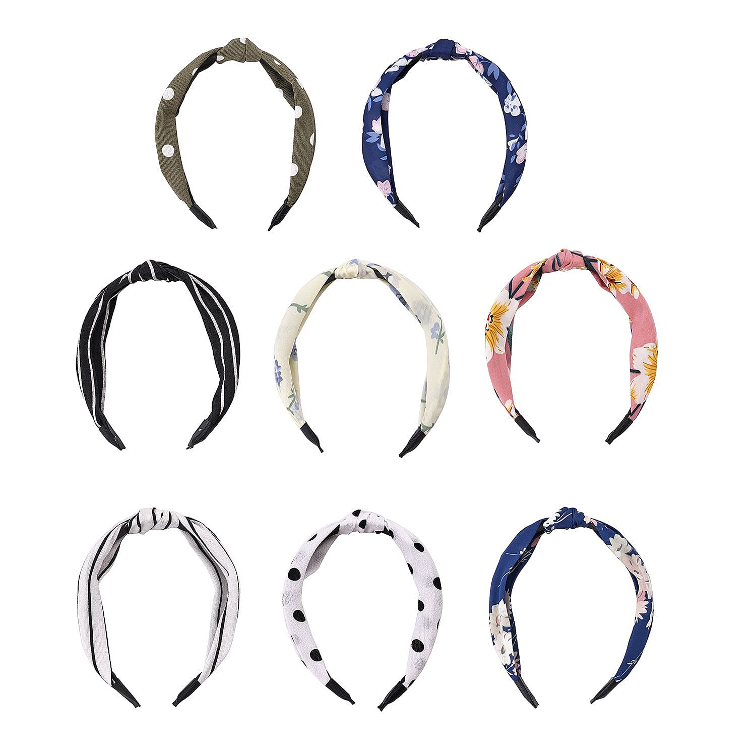 Set of 8 - Floral &amp; Vintage Pattern Multicolour Hairbands 7460745 2