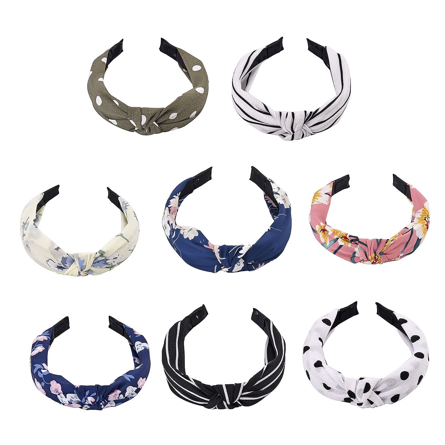 Set of 8 - Floral &amp; Vintage Pattern Multicolour Hairbands 7460745 3