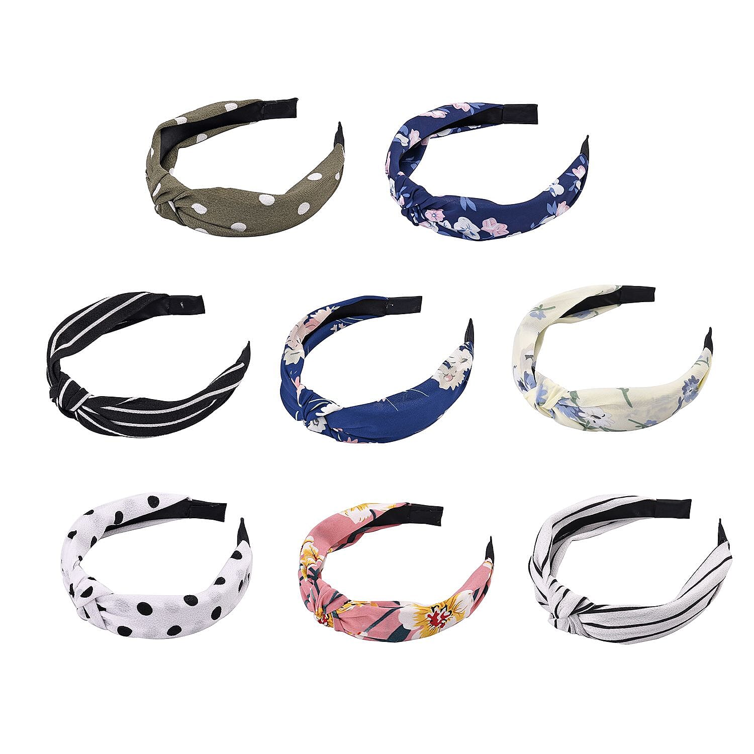 Set of 8 - Floral &amp; Vintage Pattern Multicolour Hairbands 7460745 4