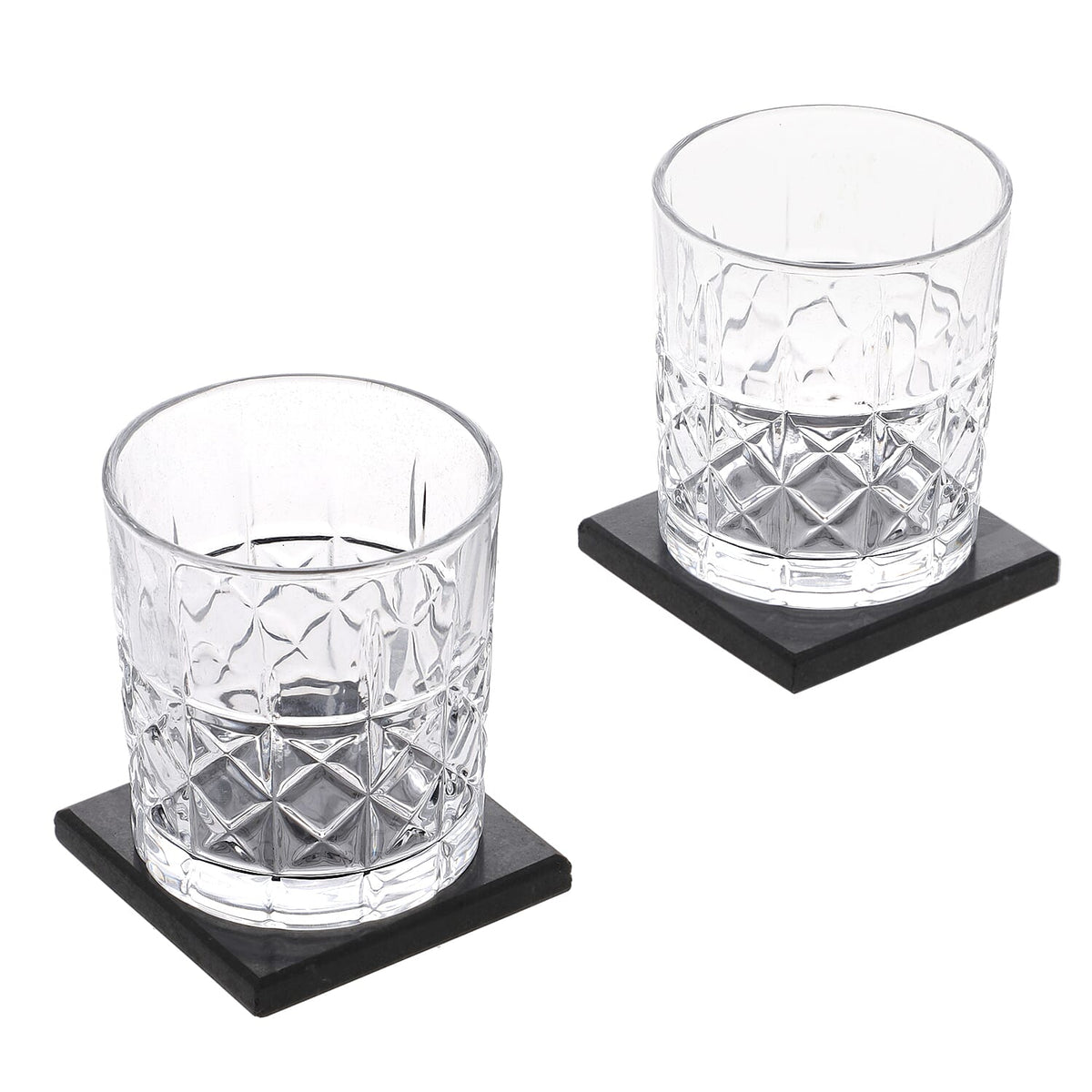 Set of 8 Whiskey Cooler Gemstones, Glass and Coaster Set Box Wooden Box (Size 12 Cm) - Multi 7168186 7