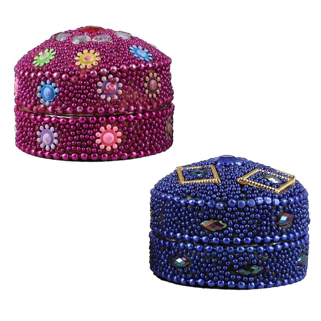 Set of 6 Beaded Trinket Boxes  (Size 2x1 Cm) - Multi