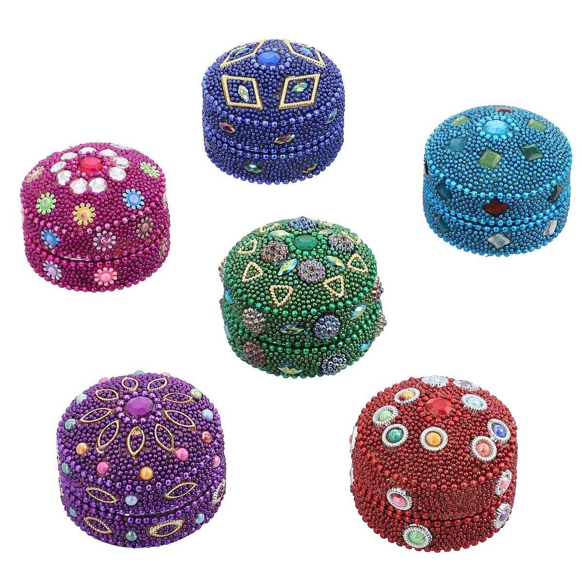 Set of 6 Beaded Trinket Boxes  (Size 2x1 Cm) - Multi 7913036 6