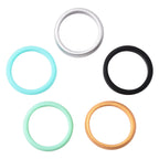 MP Set of 5 -  Black,Blue, Gold, Silver and Mint Colour Band Ring (Size L)