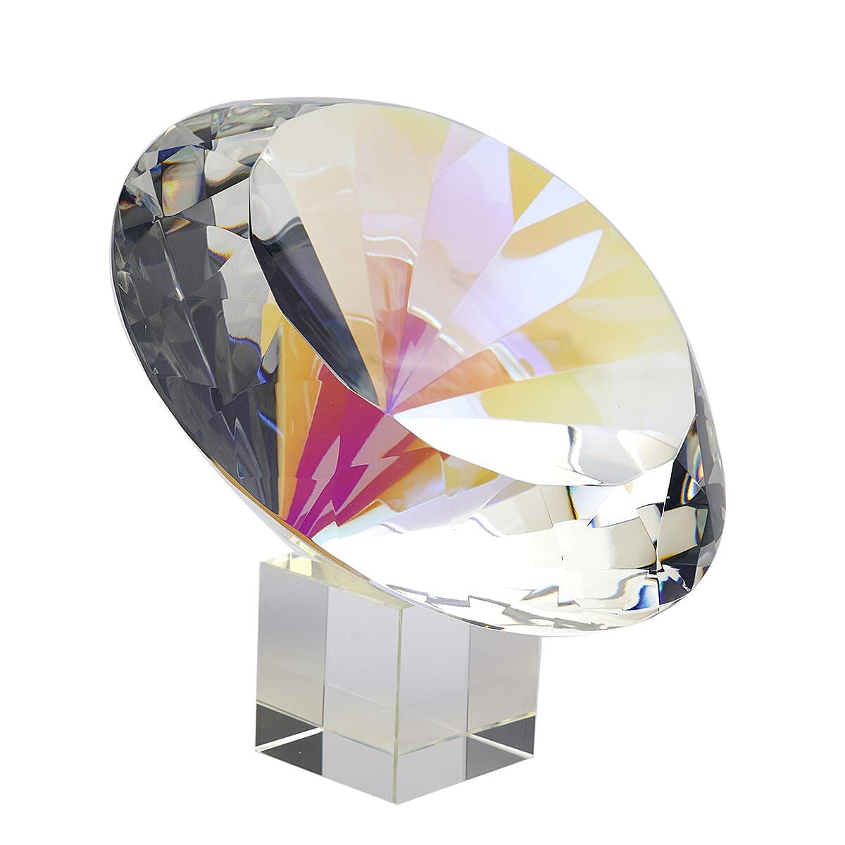 Set of Diamond Shaped Crystal, a Cube Base and a Pair of Gloves - AB Colour (Transparent) 7189122 0