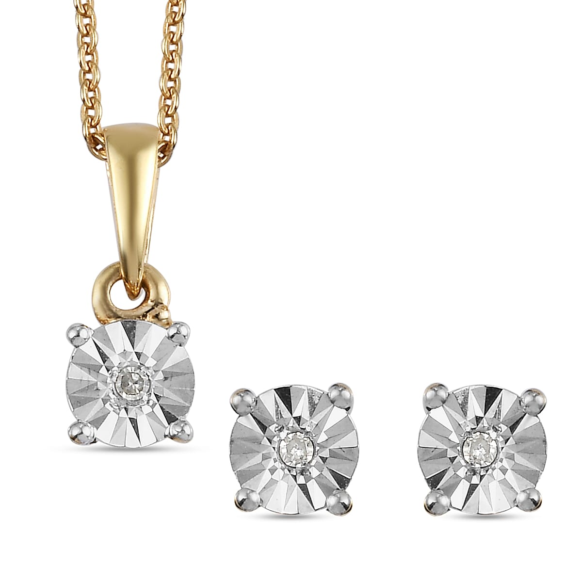 Set of 2 Diamond Stud Earrings and Pendant with Chain in Sterling Silver 3194508 0