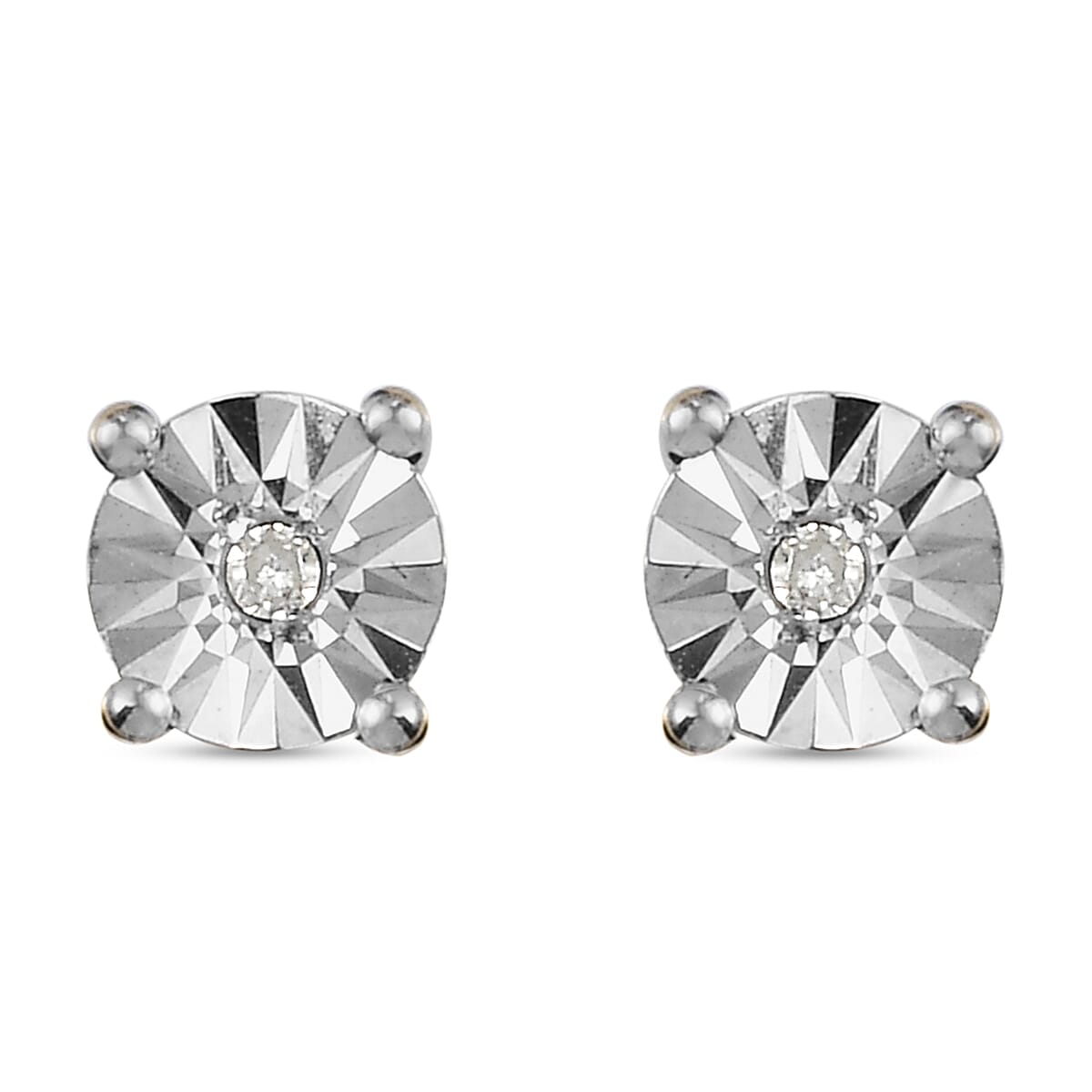 Set of 2 Diamond Stud Earrings and Pendant with Chain in Sterling Silver 3194508 6