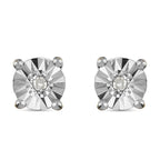 2 Piece Set White Natts Diamond Pendant with Chain (Size 20) with Lobster Clasp and Stud Earrings with Push Back in 14K Gold Overlay Sterling Silver